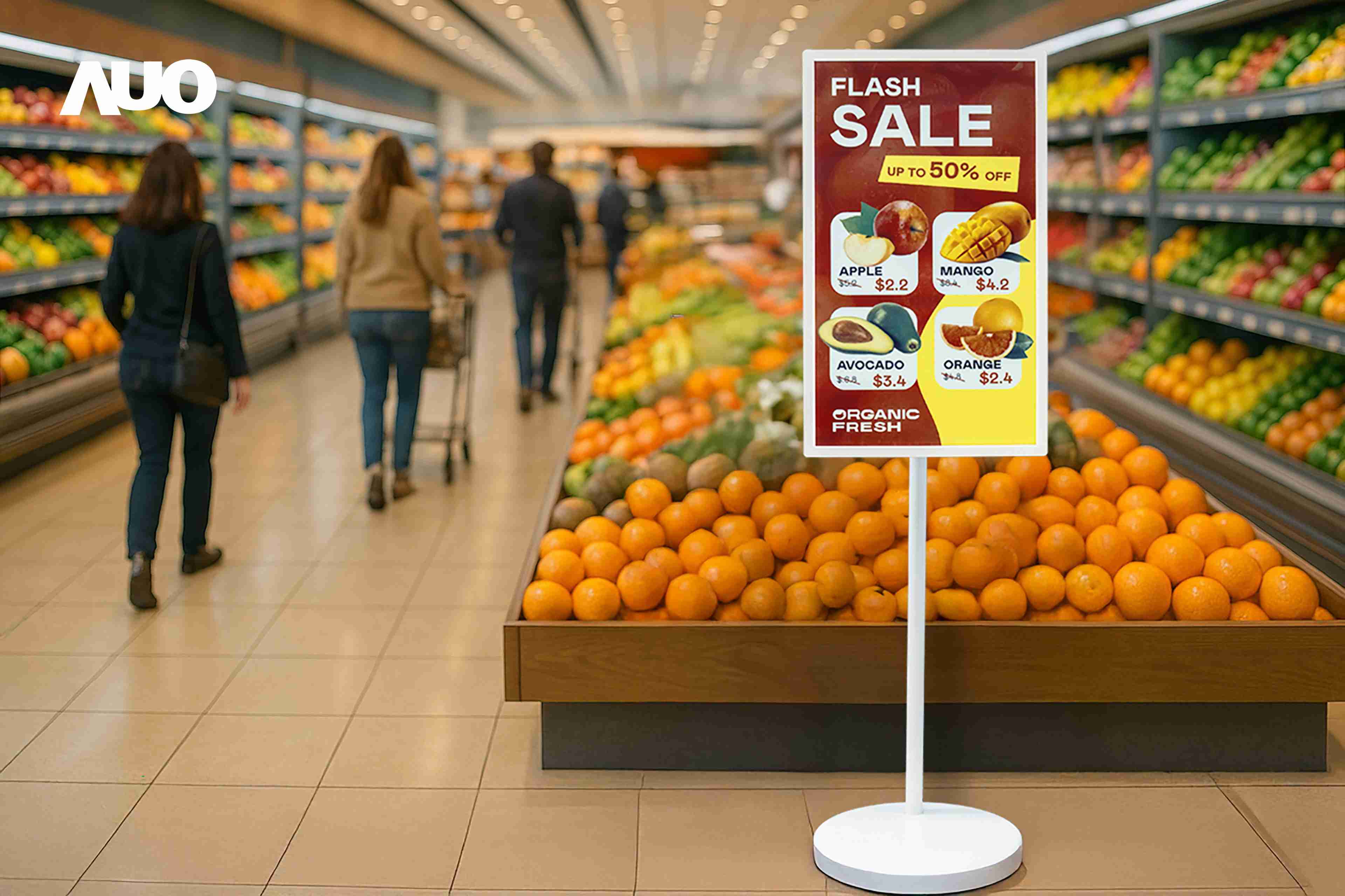 达擎首亮相低功耗、、全彩的〝aecoPost电子纸解决方案〞，，，仅在更新画面时需要微量的电力驱动，，，无需布建电线的便捷设计，，，使其可灵活应用、、随意置放，，，，并可透过云端或行动装置app，，，轻松管理及排程广告内容，，，，晋升店头营销利器。。